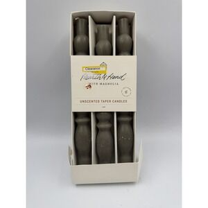 Candles Magnolia Hearth And Hand Unscented 14" Shaped 6 Count Gray Home NEWINBOX